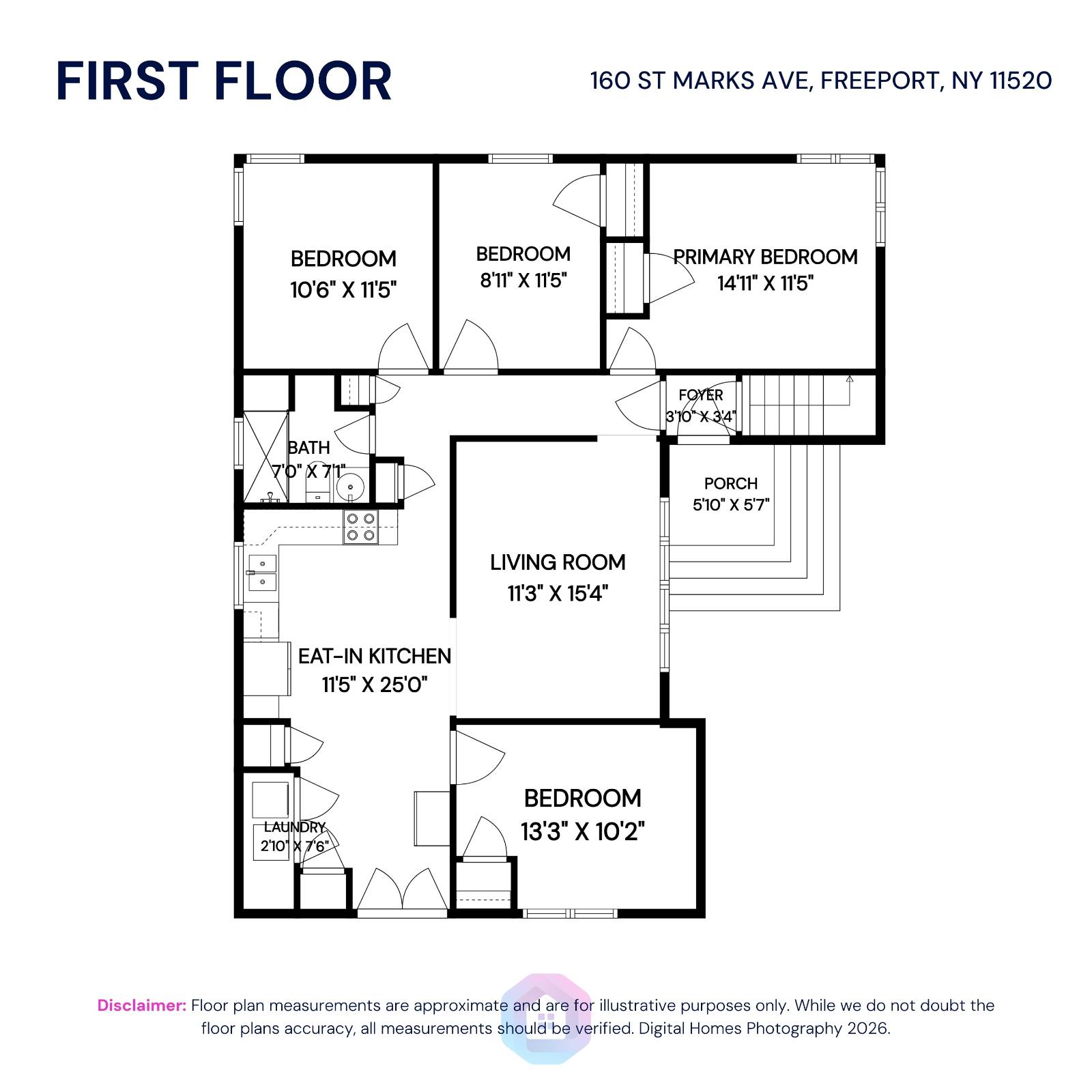 House for Sale in Freeport NY – First Floor Plan Measurements